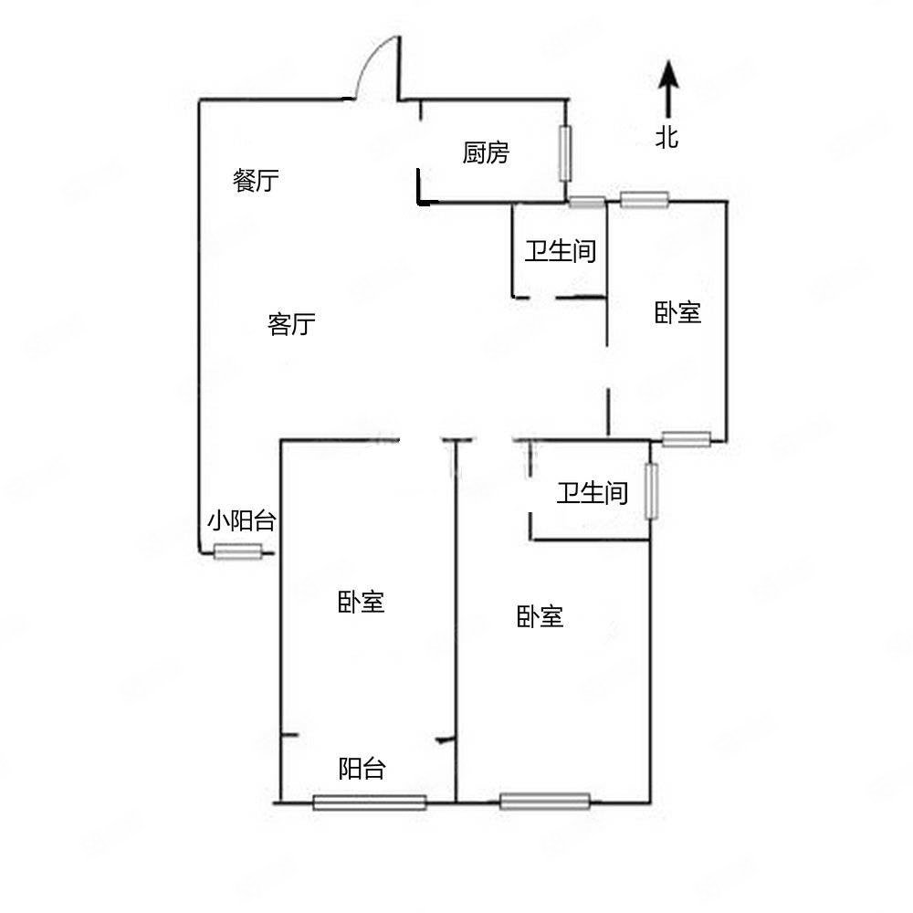 星月绿城3室2厅2卫111.21㎡南北62万