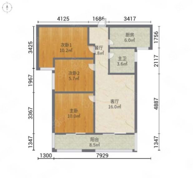 建业壹号城邦3室2厅1卫87.36㎡南北86.8万