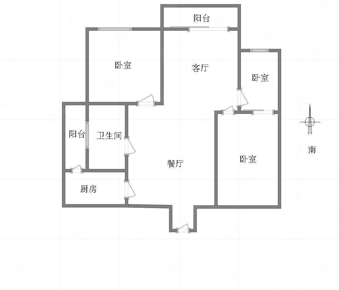 中渝爱都会2室2厅1卫97.31㎡南北128万