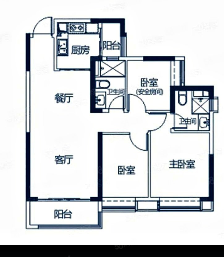 龙光玖誉府3室2厅2卫90.12㎡南71.8万