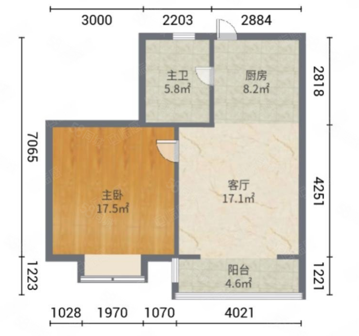 时代名苑小面积住宅独立客厅卧室62平90万