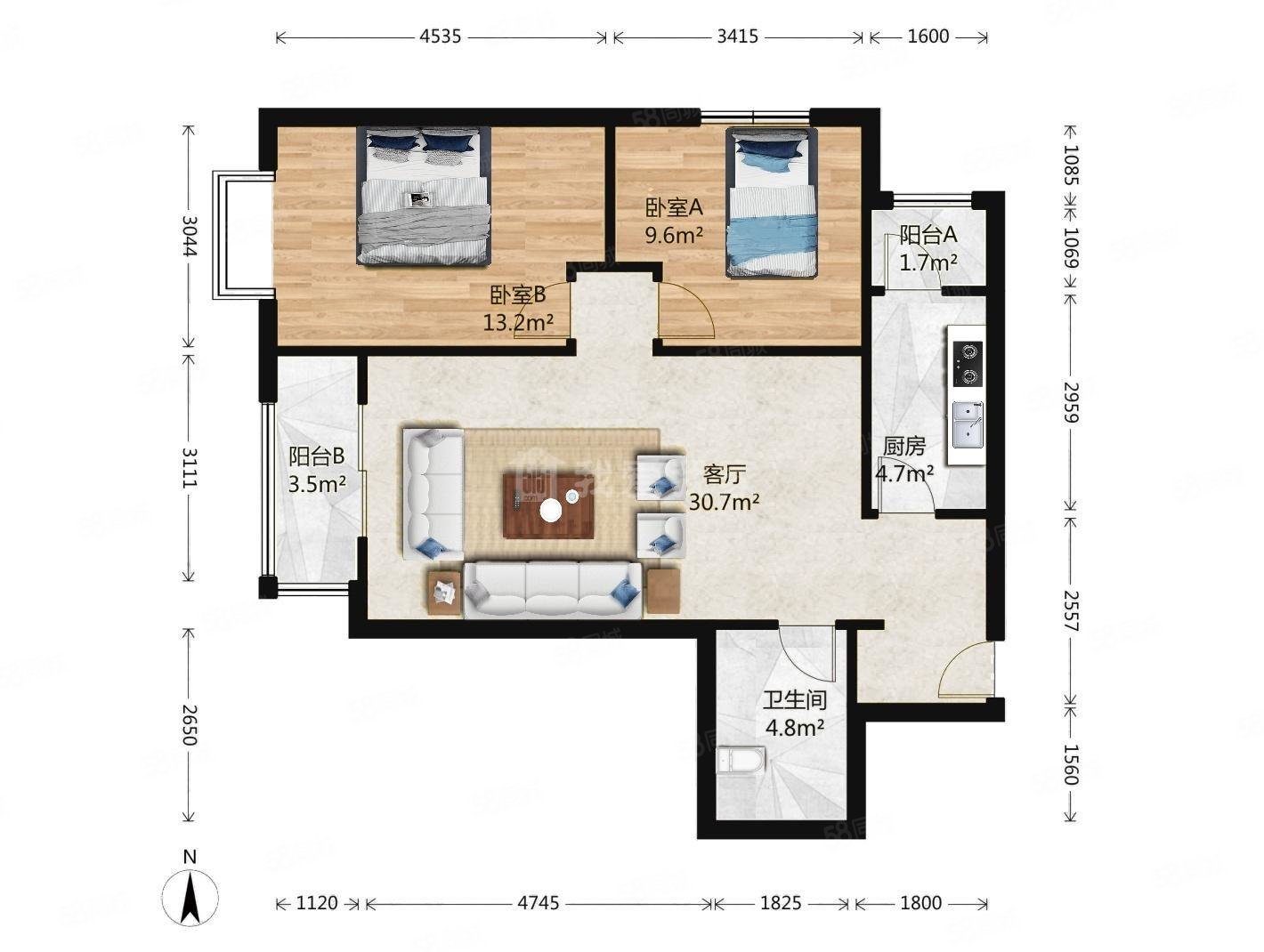 长阳加州水郡西区四期2室1厅