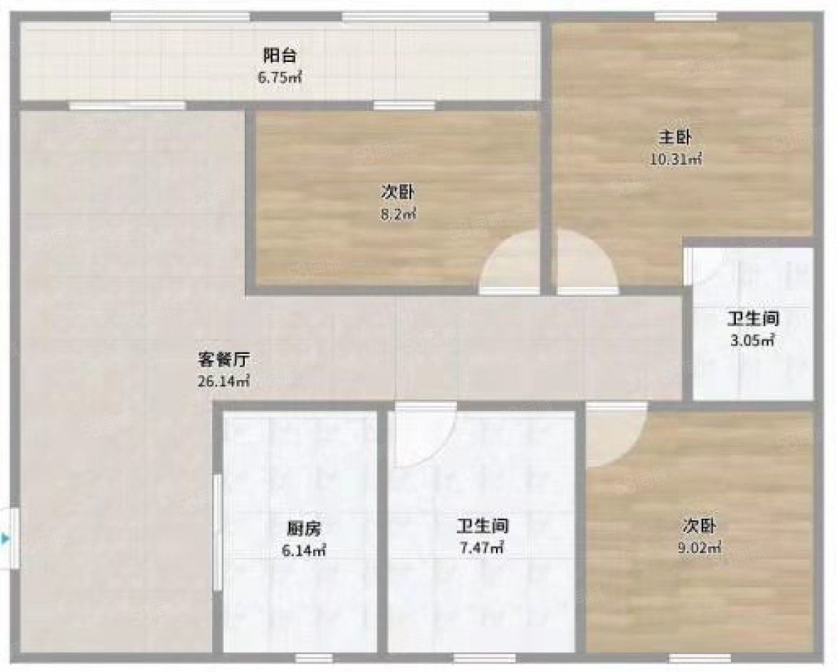 玲珑雅居3室2厅2卫104㎡南北89万