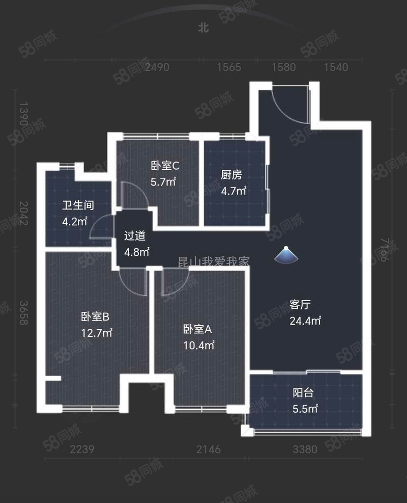 【10图】万科商圈 万悦花园 三房高层 视野宽阔,万科公园大道(昆山)