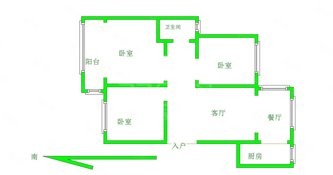 龙德嘉园3室2厅1卫103㎡南北99.8万