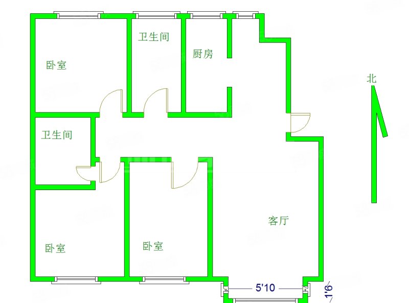 盛世豪城3室2厅2卫145㎡南北95万