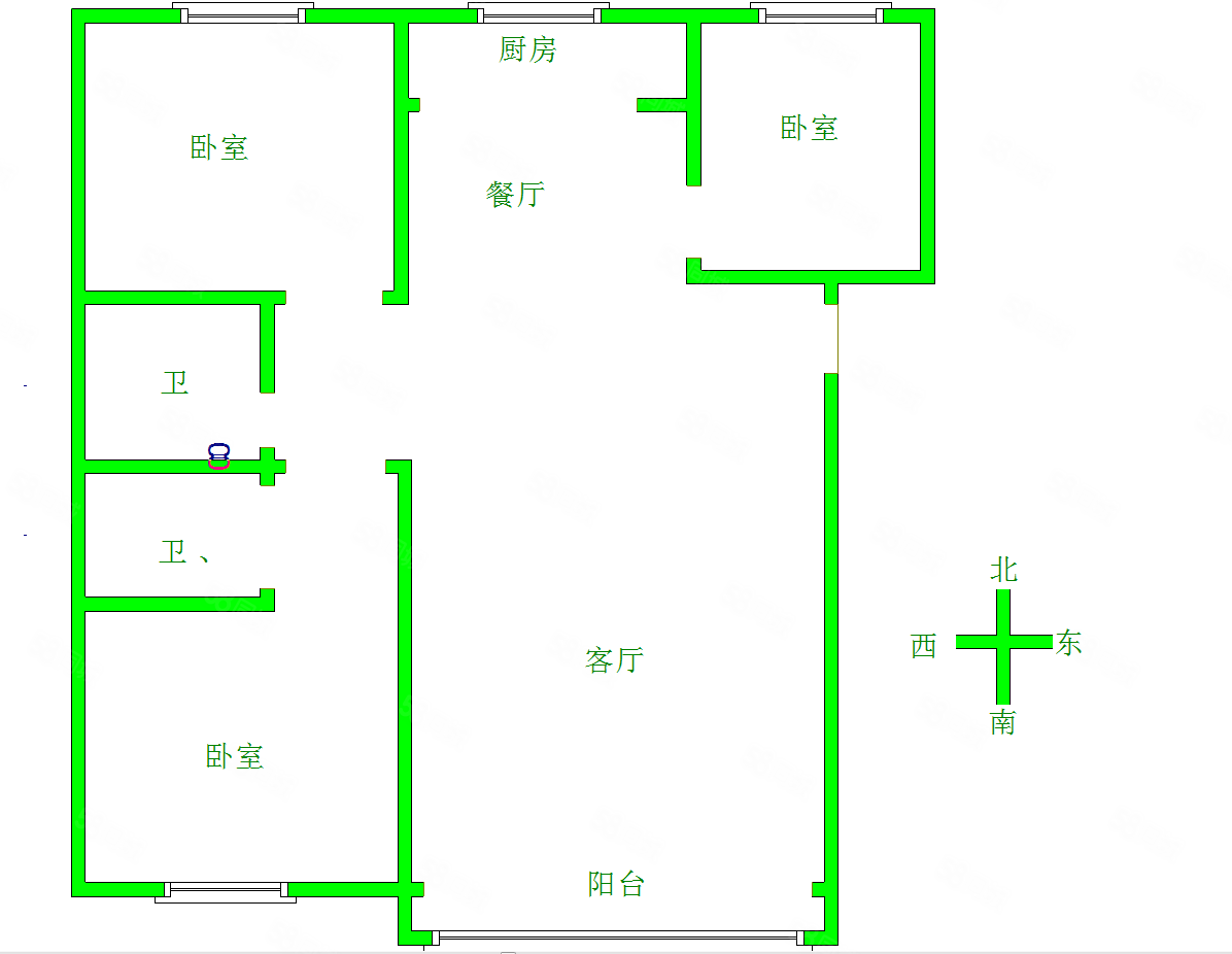 大唐洺郡(二期)3室2厅2卫127㎡南北115万