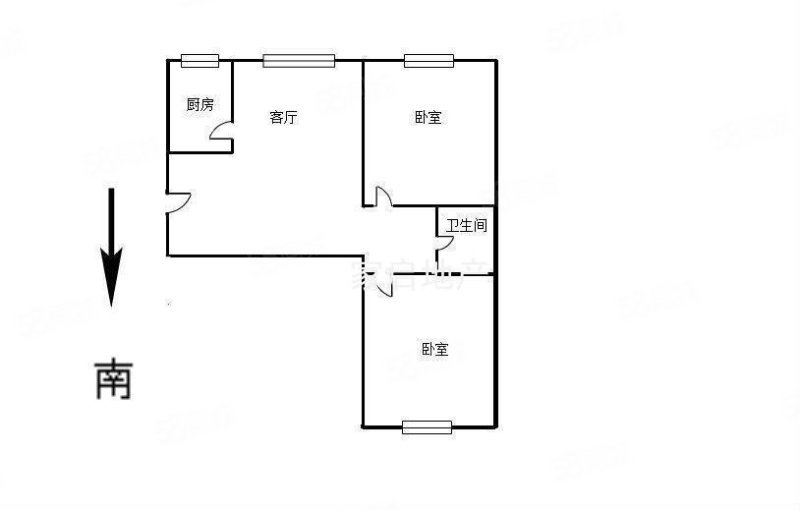 广信新城(B区)2室1厅1卫77.53㎡南北43万