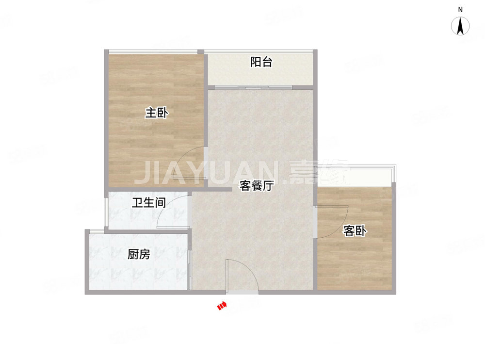 凯文江滨星城2室1厅1卫87.6㎡南北160万