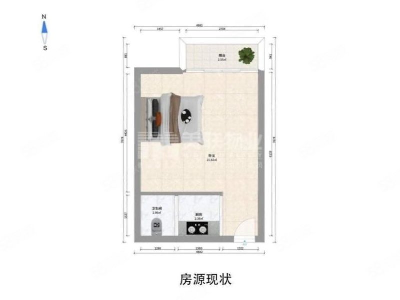 华达园公寓1室0厅1卫28.64㎡东南106万