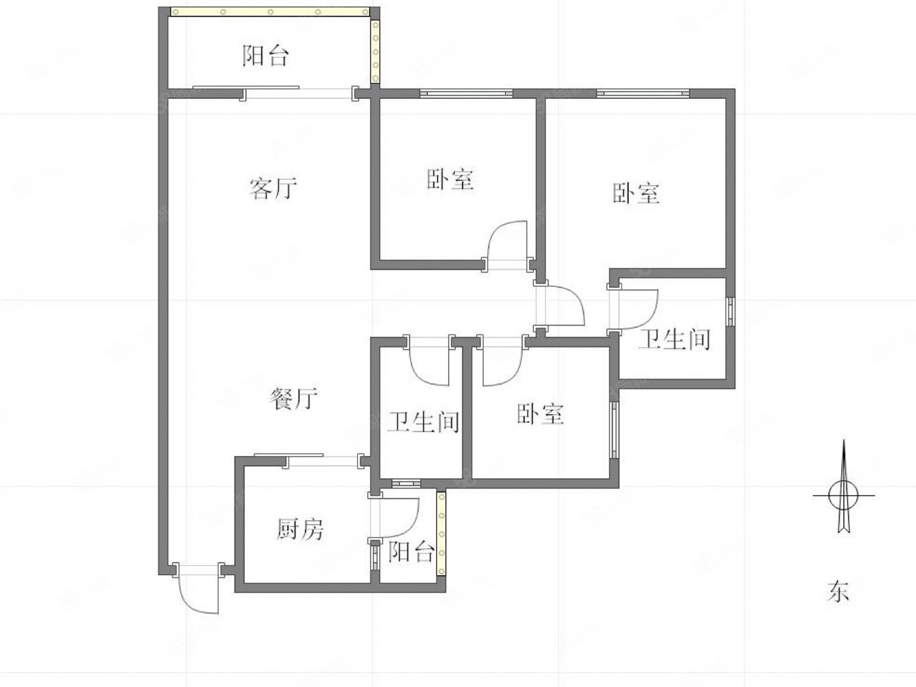 天誉智慧城樾江山3室2厅2卫92.82㎡东120万