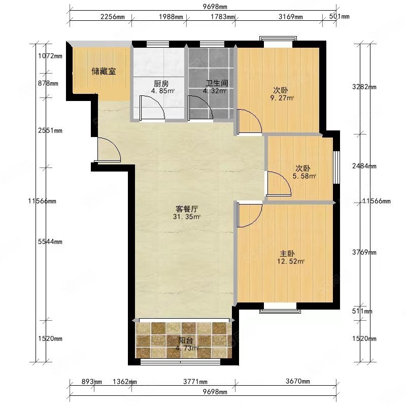 华冶水晶公馆4室2厅1卫125.96㎡南北285万