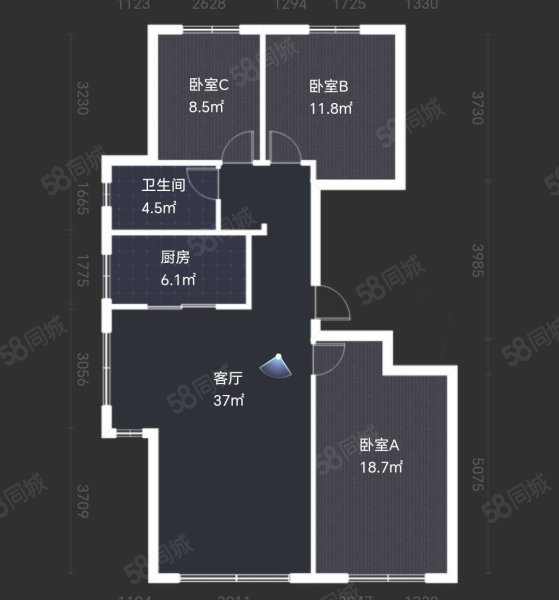 世茂世悦府3室2厅1卫109㎡南北128万