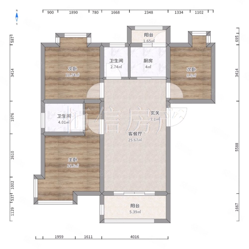 依河园3室2厅1卫130.7㎡南北125万