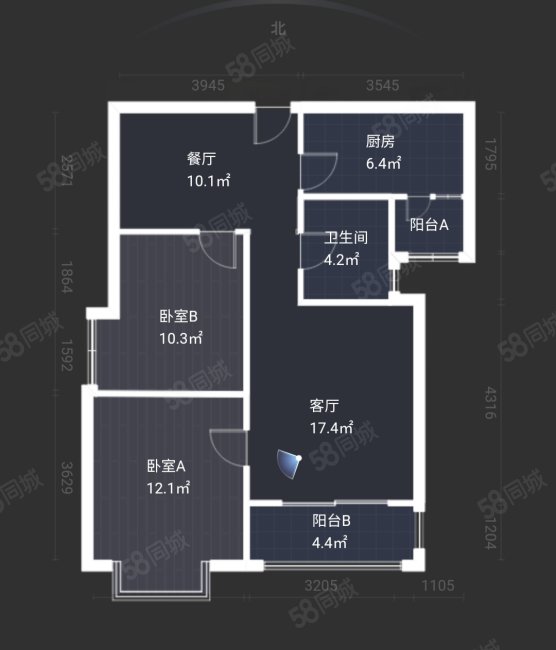 增源航都绿洲2室2厅1卫91.6㎡南150万