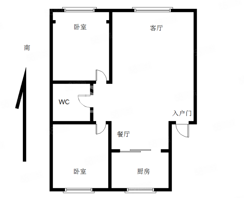 王府花园二期2室2厅1卫93.57㎡南北73万