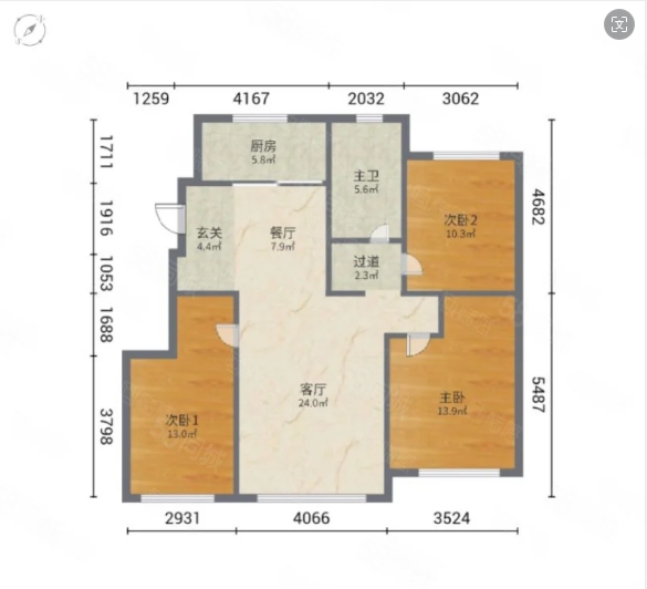 华润置地紫云府一期3室2厅1卫111.9㎡南北126万