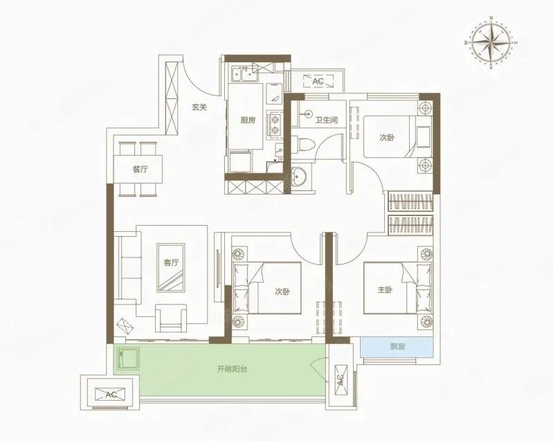 建业幸福里3室2厅2卫134㎡南北94万