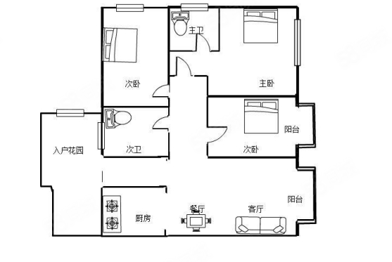 五源河公寓(二期)3室2厅1卫126.09㎡南北216万