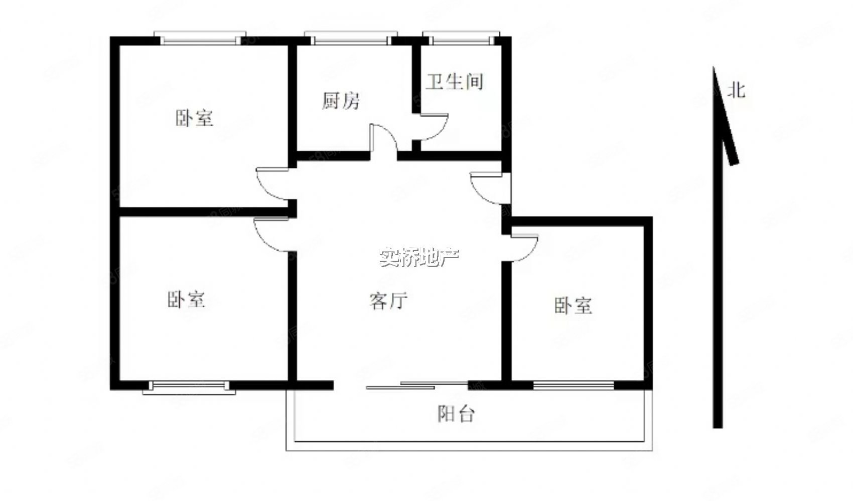 厦门市第五中学宿舍3室2厅1卫76.9㎡南北448万