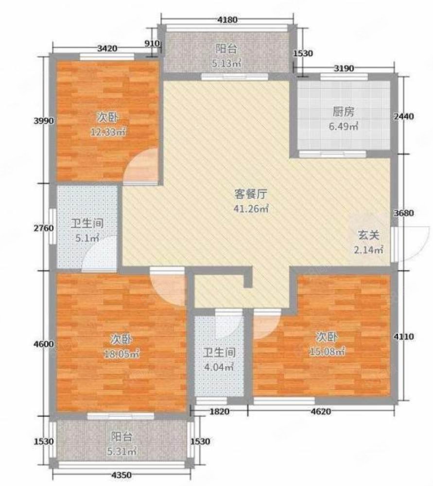 泰和福邸3室2厅2卫151㎡南北120万