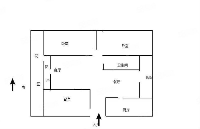 世纪花园龙川苑3室2厅1卫120㎡南北52.8万