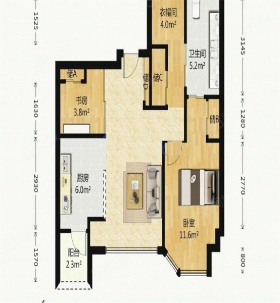 华府金沙1室2厅1卫77.65㎡西150万