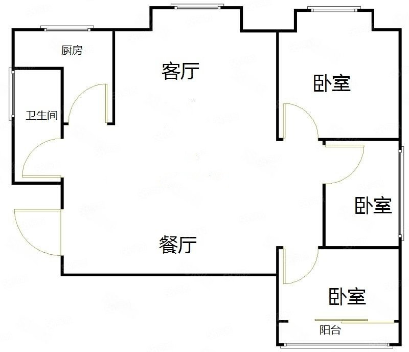 天润未来城西区3室2厅1卫88㎡南北65万