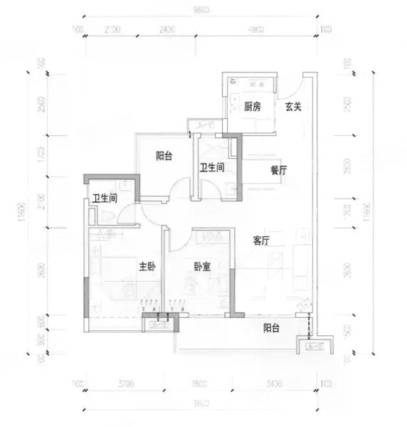 保利云山堂悦3室2厅2卫94㎡南北50万