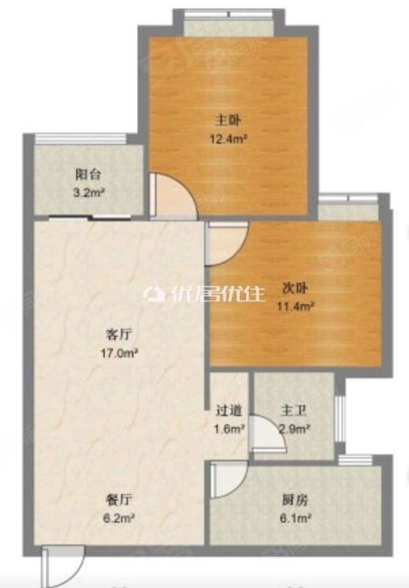 北辰明珠2室2厅1卫82.68㎡南北47.8万