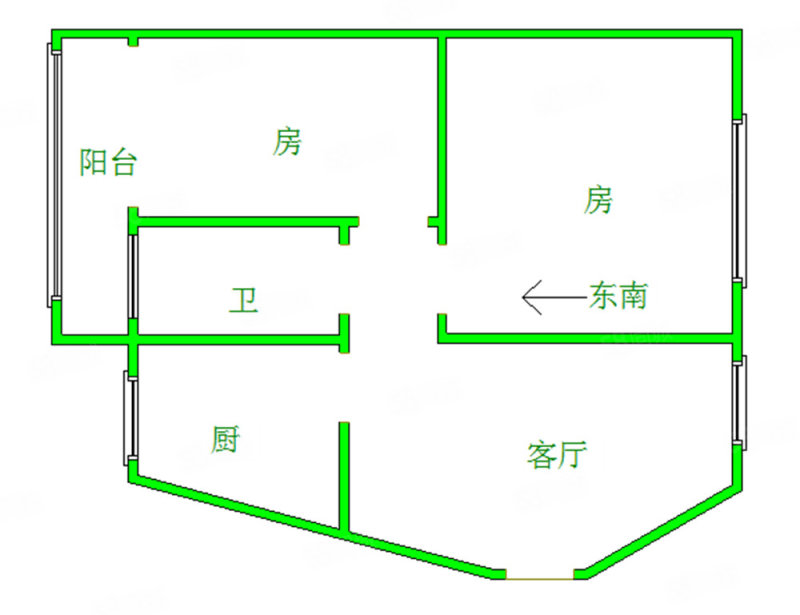 万松小区南区2室1厅1卫61.59㎡南北85万