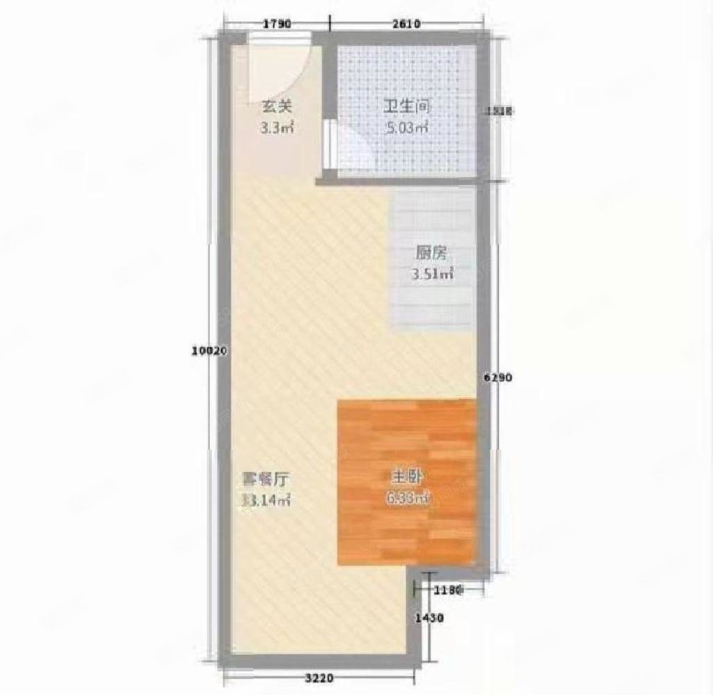 中鑫艾德公寓1室2厅1卫50㎡南30.5万