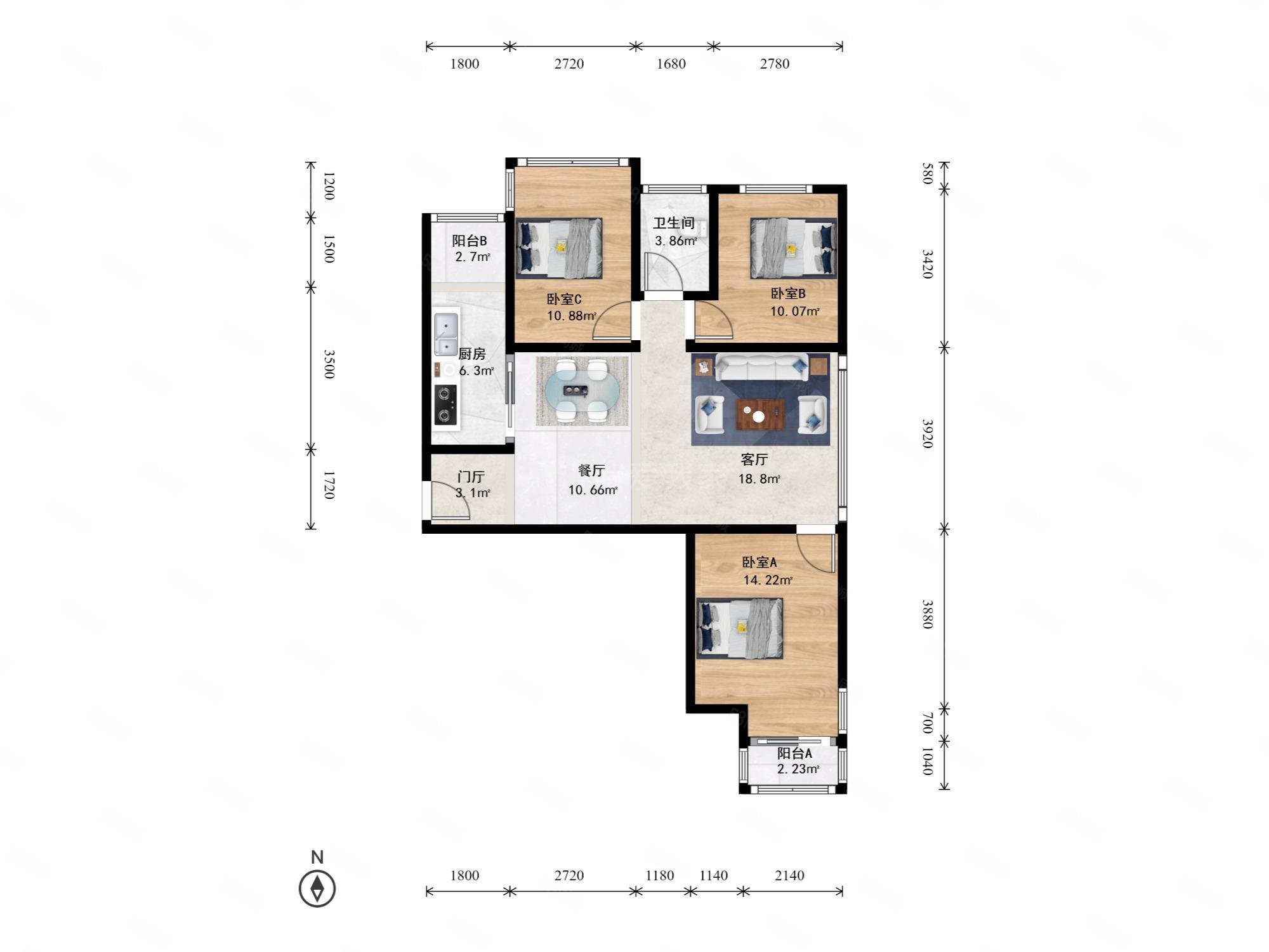 未来科技城  青枫墅园山语阁  3室  2厅