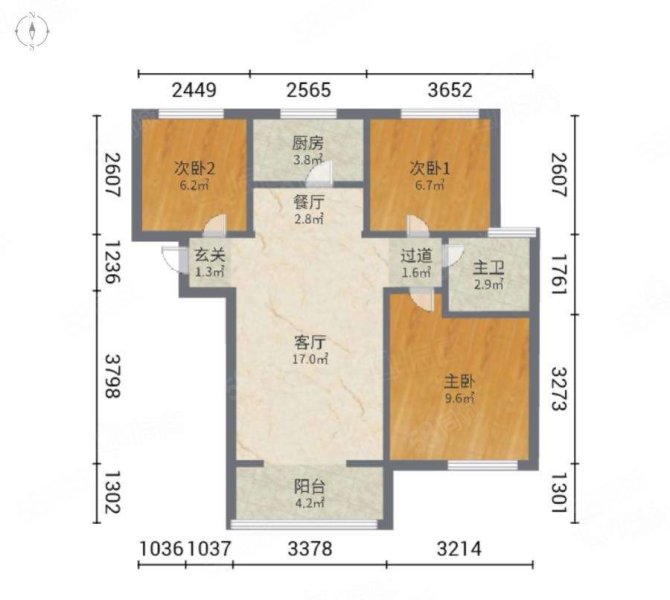 方兴北园3室2厅1卫84.07㎡南北115万