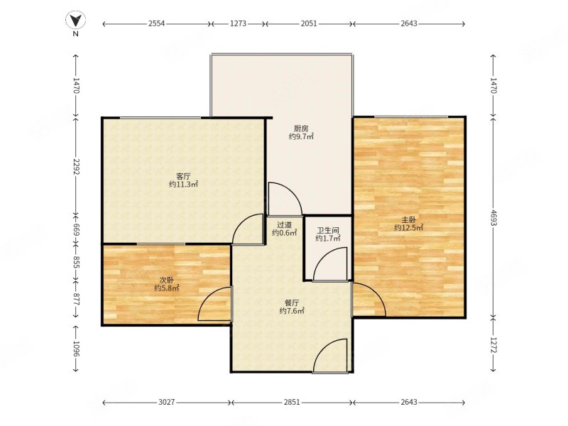 建国北区2室1厅1卫60.1㎡南北84.5万