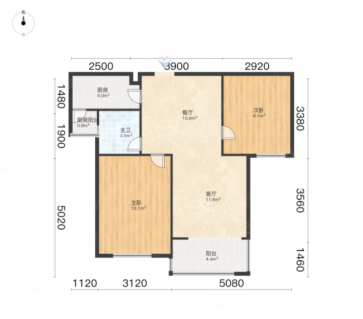 建业贰号城邦2室2厅1卫88㎡南北70万