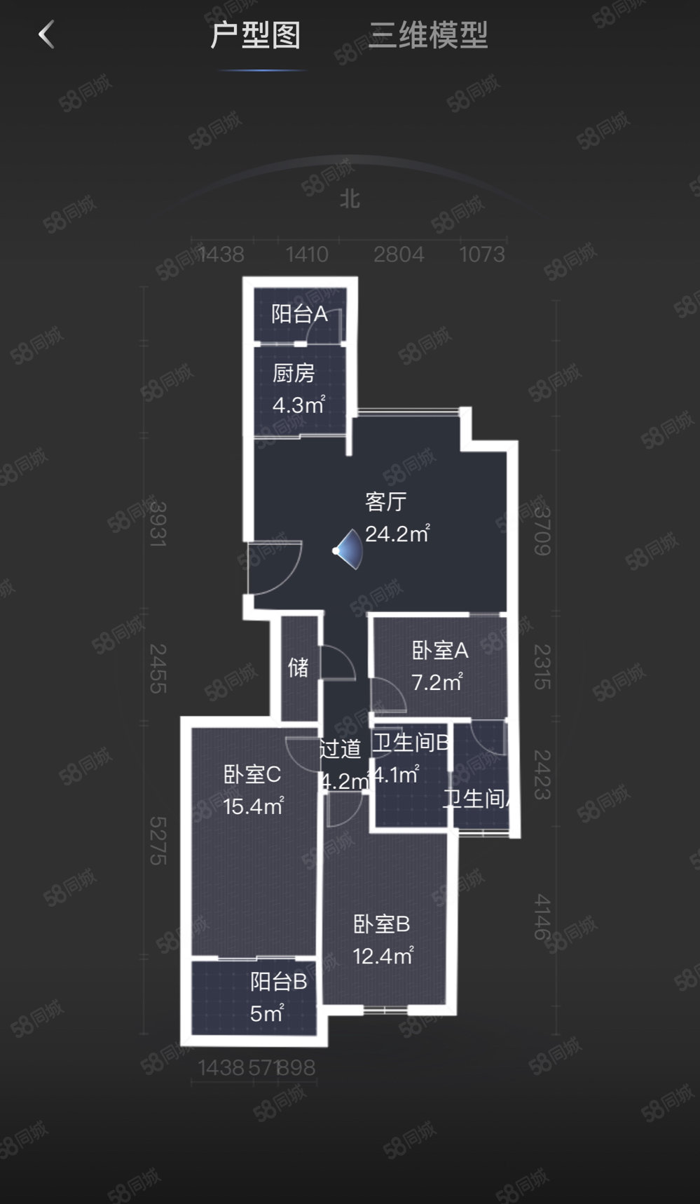 桥头河锦园3室2厅2卫99㎡南北117万