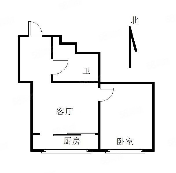 双子雅苑1室1厅1卫53.09㎡南44万