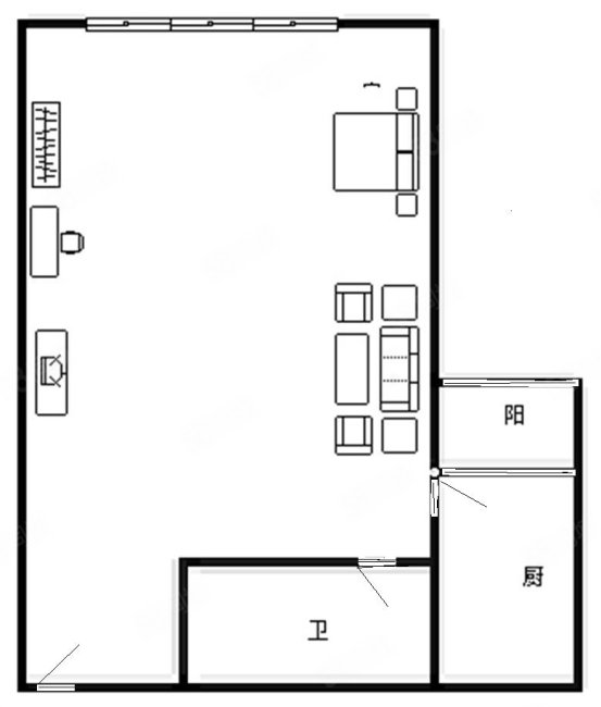 MBA国际公寓1室1厅1卫49.92㎡南200万