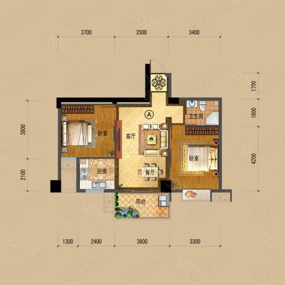 西亭康城3室2厅1卫94㎡南北60万