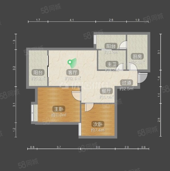 美德佳园2室1厅1卫73㎡南74万