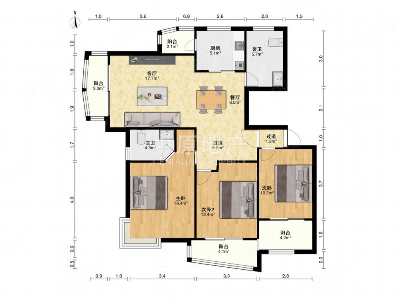 盛世年华3室2厅2卫145.34㎡西1470万