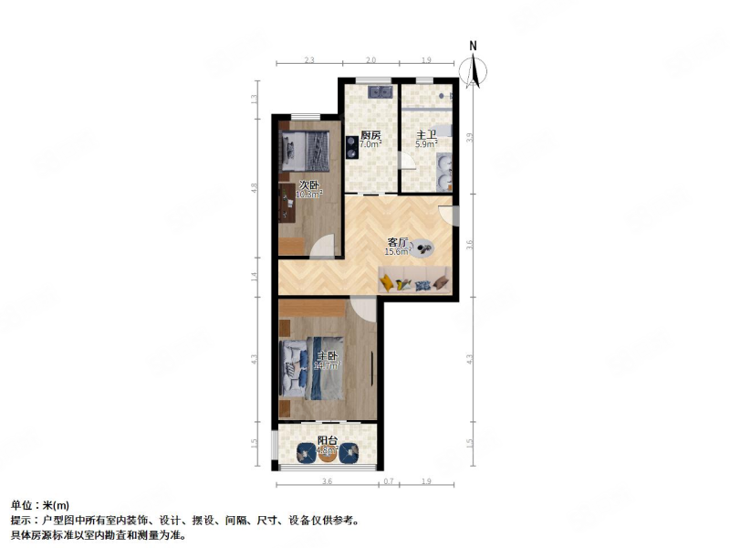 龙蟠里18号院2室1厅1卫64.11㎡南北360万