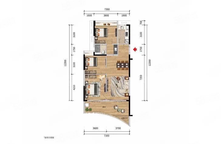 华润石梅湾九里三期3室2厅1卫104㎡南北229万