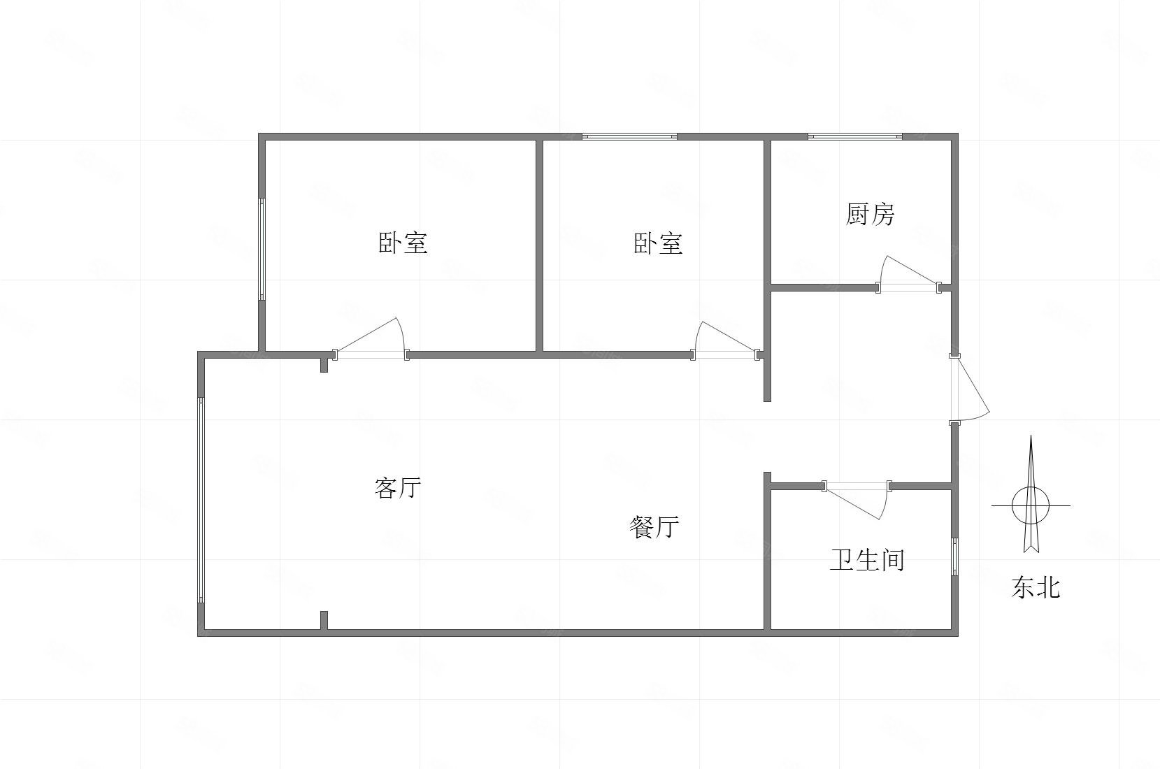 银泰大厦2室2厅1卫86㎡南北63万