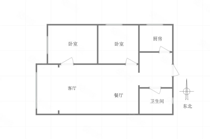 银泰大厦2室2厅1卫86㎡南北63万