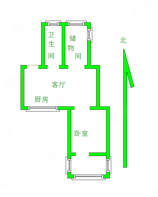 广州路41号小区1室1厅1卫52.73㎡南179万