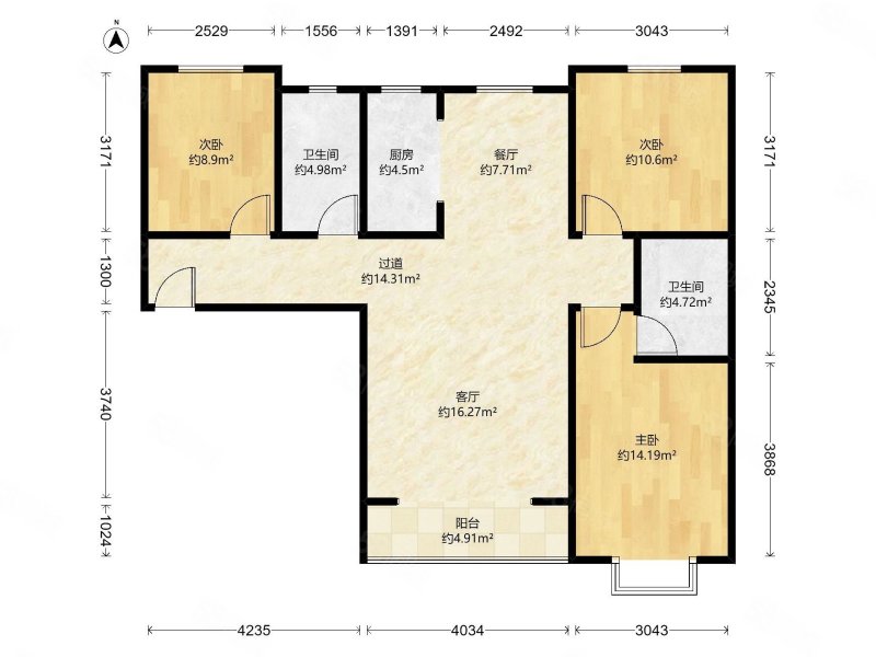 中铁祥瑞嘉园3室2厅2卫120㎡南102万