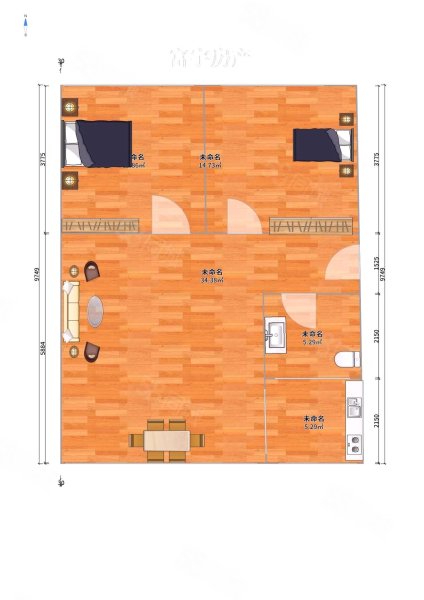 商业物资局家属院2室2厅1卫106.54㎡南北36万