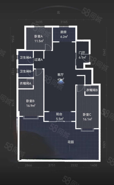 格林公馆3室2厅2卫155㎡南北99万